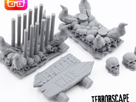 Terrorscape 3d mansion boardgame with fear tokens key and Separate Ways stands included 3D Print Model