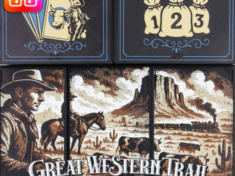 グレート ウエスタン トレイル 第 2 版 ボードゲーム オーガナイザー (AMMEDIA3D 製) 3Dプリントモデル