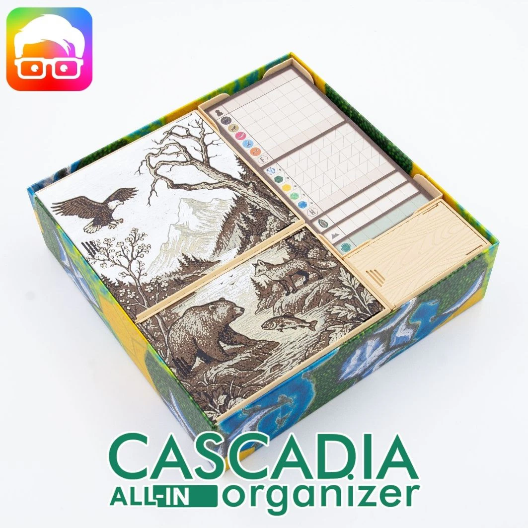 Organizador completo do jogo de tabuleiro Cascadia da ammedia3d inser&ccedil;&otilde;es de jogos de tabuleiro sku CASLAND001 Modelo de Impressão 3D .c4d .max .obj .3ds .fbx .stl .blend 