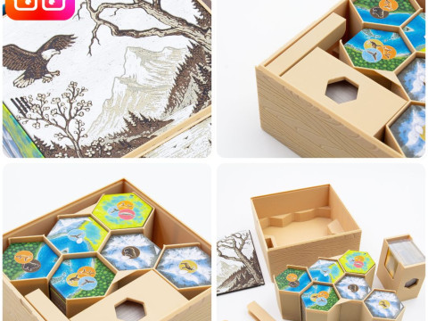 Cascadia board game all-in organizer by ammedia3d tabletop board game inserts sku CASLAND001 Modèles 3D en vedette