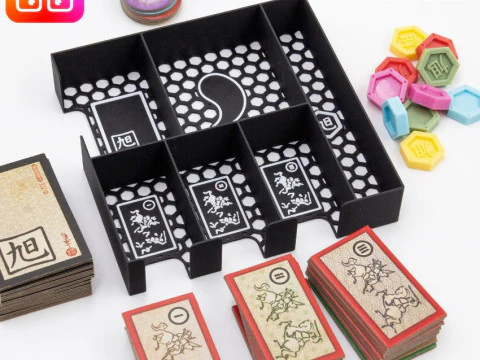 Rising Sun board game organizer by ammedia3d tabletop board game inserts sku RSN001 3D Print Model