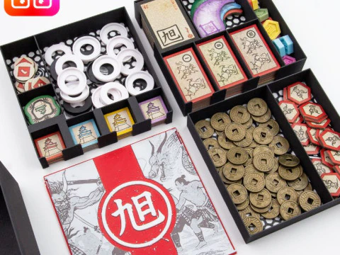 Rising Sun board game organizer by ammedia3d tabletop board game inserts sku RSN001 3D Print Model