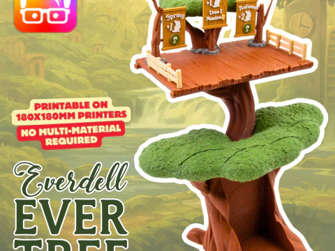 Substitui&ccedil;&atilde;o imprim&iacute;vel em 3D da Everdell Tree para o papel&atilde;o original Ever Tree da ammedia3d Modelo de Impressão 3D