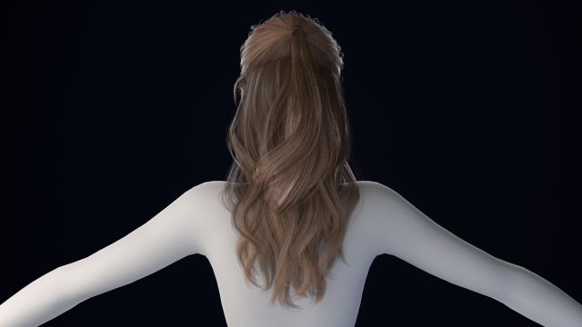 Realistic Female Hair Low-poly 3D Model .c4d .max .obj .3ds .fbx .stl .blend
