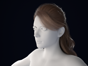 Realistic Female Hair Low-poly 3D Model