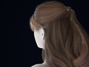 Realistic Female Hair Low-poly 3D Model