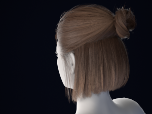Realistic Female Hair Low-poly 3D Model