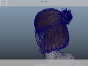 Realistic Female Hair Low-poly 3D Model