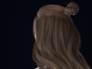Realistic Female Hair Low-poly 3D Model