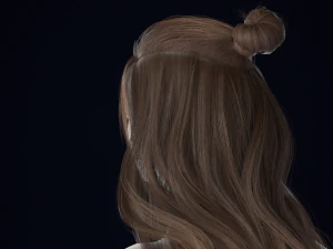 Realistic Female Hair Low-poly 3D Model