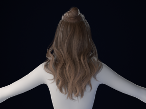 Realistic Female Hair Low-poly 3D Model