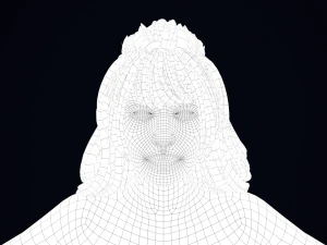 Realistic Female Hair Low-poly 3D Model