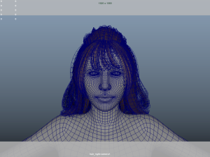 Realistic Female Hair Low-poly 3D Model