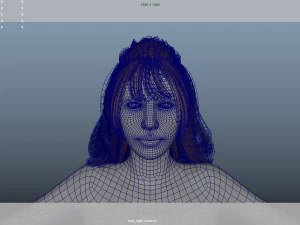 Realistic Female Hair Low-poly 3D Model