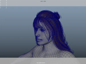 Realistic Female Hair Low-poly 3D Model
