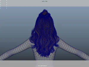 Realistic Female Hair Low-poly 3D Model
