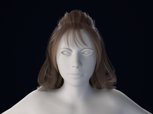 Realistic Female Hair Low-poly 3D Model