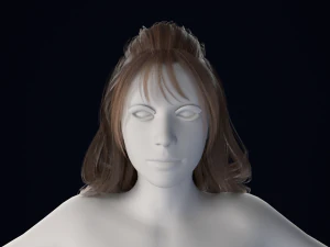 Realistic Female Hair Low-poly 3D Model