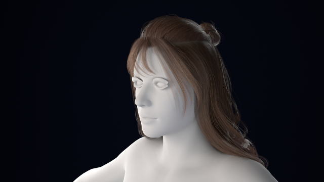 Realistic Female Hair Low-poly 3D Model .c4d .max .obj .3ds .fbx .stl .blend 