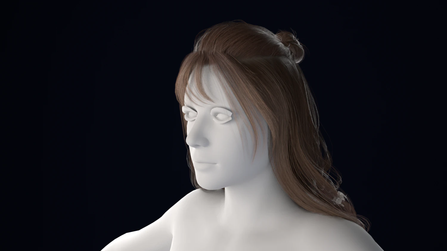 Realistic Female Hair Low-poly 3D Model .c4d .max .obj .3ds .fbx .stl .blend 