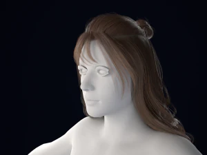 Rambut Wanita Realistis Poli Rendah Model 3D