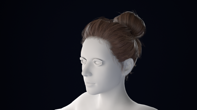 Realistic Female Hair Low-poly Modelo 3D .c4d .max .obj .3ds .fbx .stl .blend 