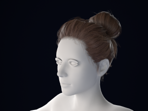 Realistic Female Hair Low-poly 3D Model