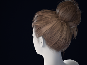 Realistic Female Hair Low-poly Modelo 3D