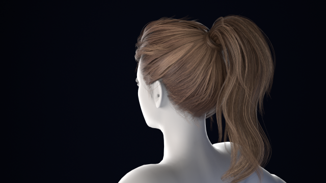 Realistic Female Hair Low-poly 3D Model .c4d .max .obj .3ds .fbx .stl .blend 