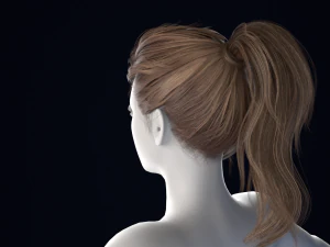 Rambut Wanita Realistis Poli Rendah Model 3D