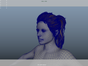 Realistic Female Hair Low-poly 3D Model