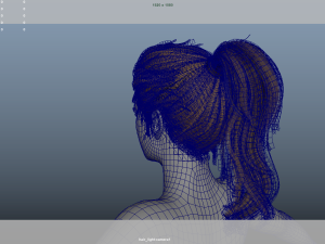 Realistic Female Hair Low-poly 3D Model