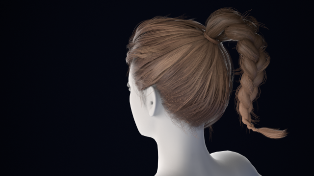 Realistic Female Hair Low-poly 3D Model .c4d .max .obj .3ds .fbx .stl .blend 