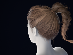 Realistic Female Hair Low-poly 3D Model