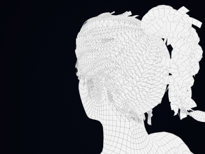 Realistic Female Hair Low-poly 3D Model