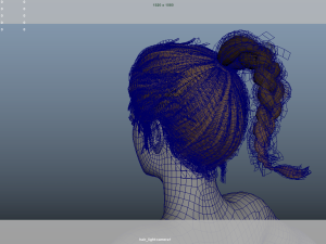 Realistic Female Hair Low-poly 3D Model