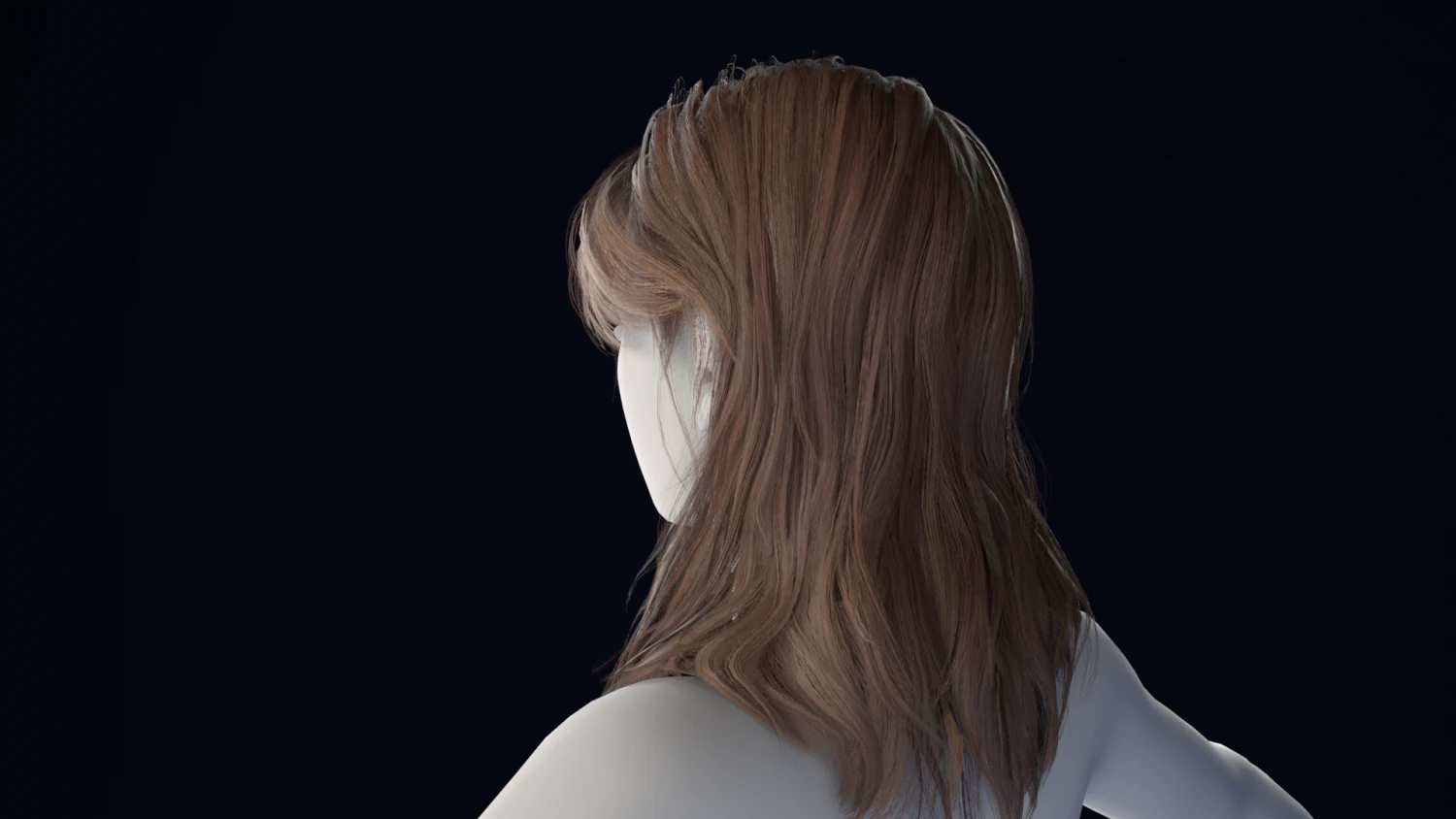 Realistic Female Hair Low-poly 3D Model .c4d .max .obj .3ds .fbx .stl .blend
