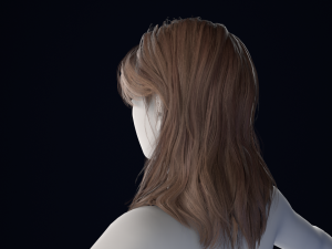 Realistic Female Hair Low-poly 3D Model
