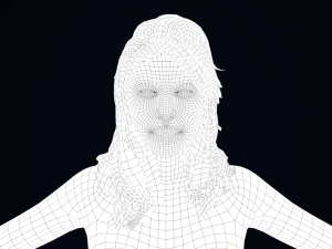 Realistic Female Hair Low-poly 3D Model