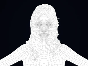 Realistic Female Hair Low-poly 3D Model