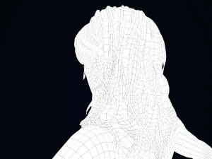 Realistic Female Hair Low-poly 3D Model