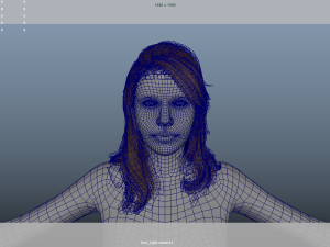 Realistic Female Hair Low-poly 3D Model