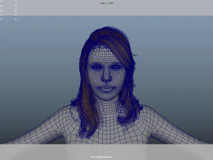 Realistic Female Hair Low-poly 3D Model