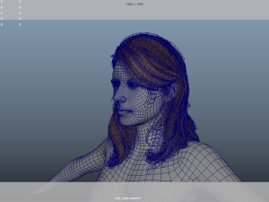 Realistic Female Hair Low-poly 3D Model
