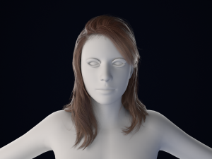 Realistic Female Hair Low-poly 3D Model