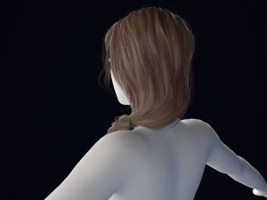Realistic Female Hair Low-poly 3D Model