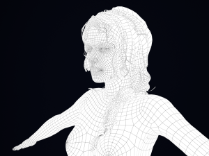 Realistic Female Hair Low-poly Model 3D