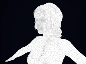 Realistic Female Hair Low-poly 3D Model