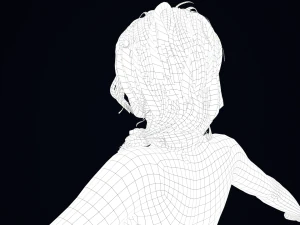 Realistic Female Hair Low-poly 3D Model