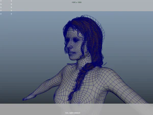 Realistic Female Hair Low-poly 3D Model